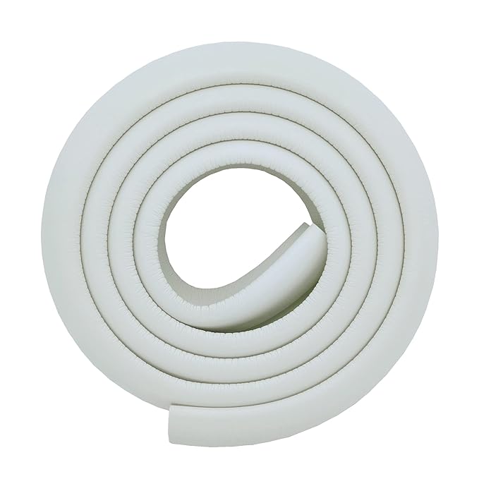 M2cbridge L Shape Extra Thick Furniture Table Edge Protectors Foam 6.5 Ft (Off White with 4 Corners)
