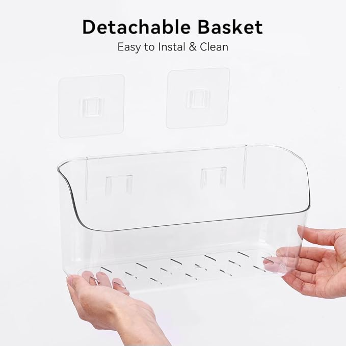 Bath Toy Storage Holder for Bathtub, 2 Pack Clear Bath Toy Organizer, Large Capacity Bathtub Toy Storage for Tub Bathroom