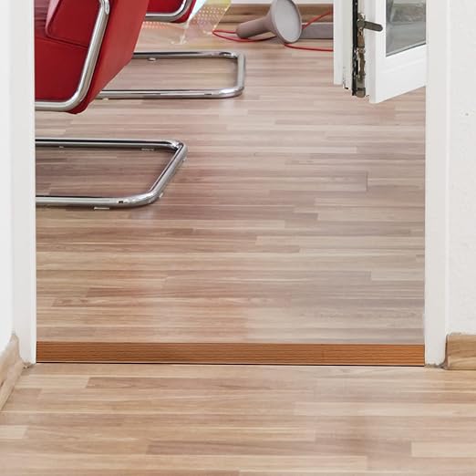 Floor Transition Strip Self Adhesive, Flat Laminate Floor Cover Strip 2" Wide Vinyl Floor Flat Divider Strip, Wood Grain Design (3.28FT, Brown)