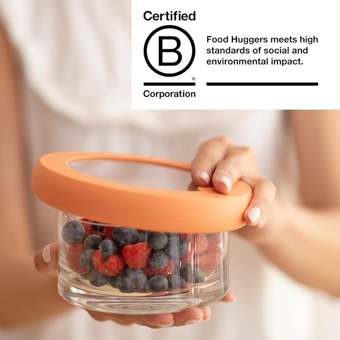 Food Huggers Replacement Lids for Glass Storage Containers | Silicone & Glass Lids that Don’t Crack | Fits Most Round Container Brands & Bowls | 100% Plastic Free (1 Lid (Small), Terracotta)