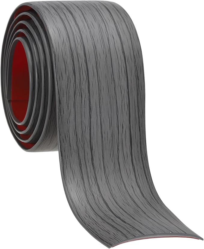PATIKIL Self Adhesive Floor Transition Strip 2 in x 3 Ft, Vinyl Laminate Floor Flat Divider for Joining Floor Gaps Doorways Carpet Cover Floor Tiles Dark Gray Grain