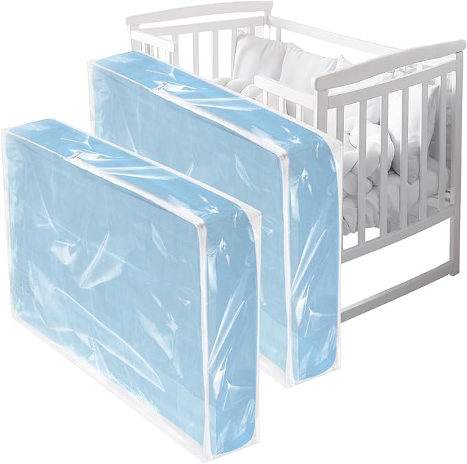 Colingmill 2 Pcs Crib Mattress Storage Bag with Zipper 4 Mil Clear Plastic Waterproof Crib Mattress Bag for Moving and Storage, 52. 5 x 28 x 6. 5 Inches