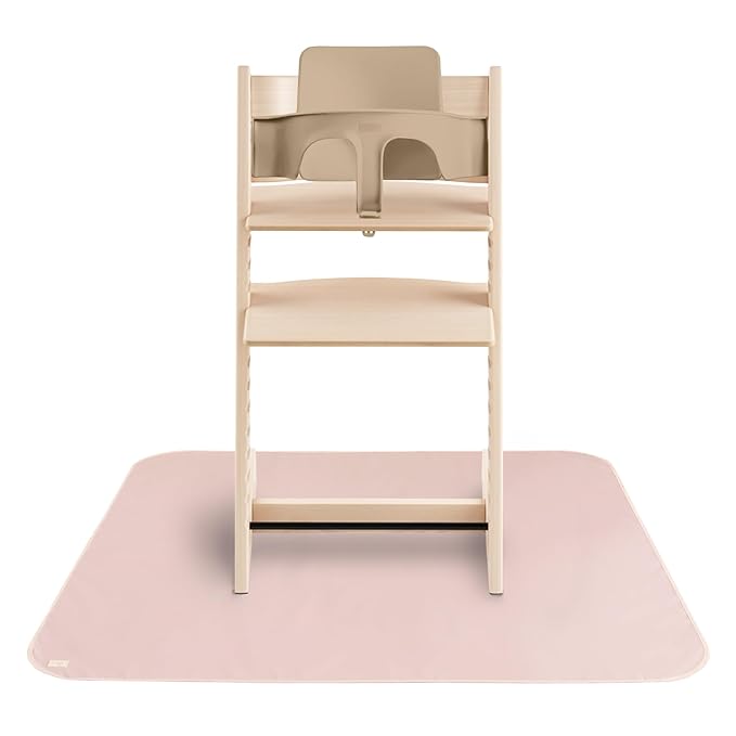 mushie Baby Splat Mat 42.5x42.5 Inch (Blush)| Water Resistant for Under High Chair and Infant Play