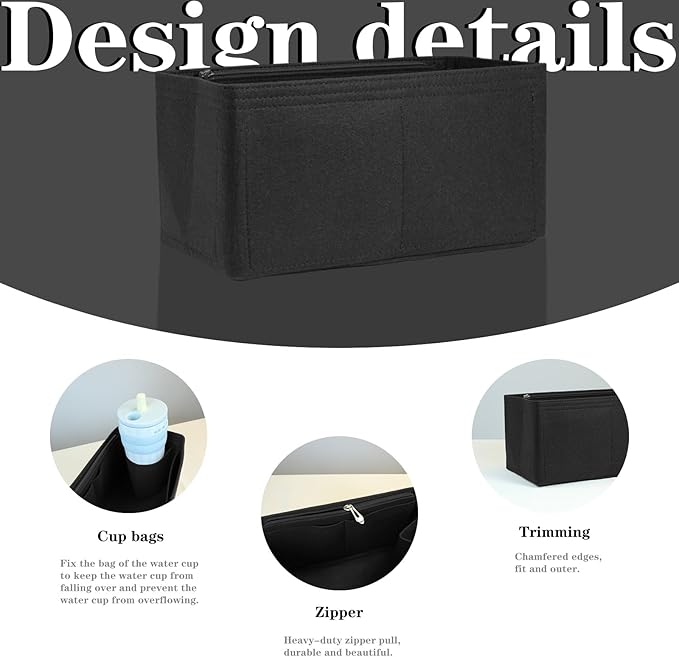Lckaey Purse Inserts for Speedy 35 Organizer Insert, for monogram bag, HandBag protective insert Tote Bag and hand bag protector, organizer insert 1083black-XL
