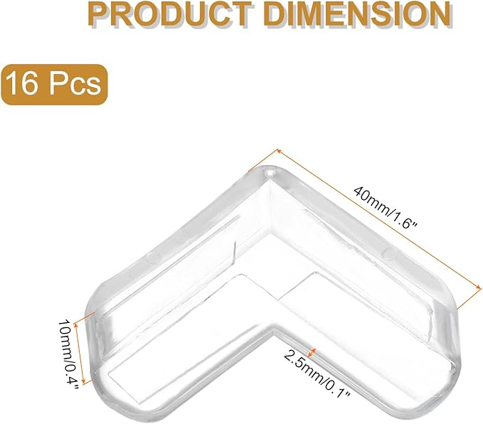 uxcell Corner Protectors, 16 Pcs Table Corner Protectors, Furniture Corner Guard and Edges Safety Bumpers for Table Edges and Sharp Corners (L-Shaped, Clear)