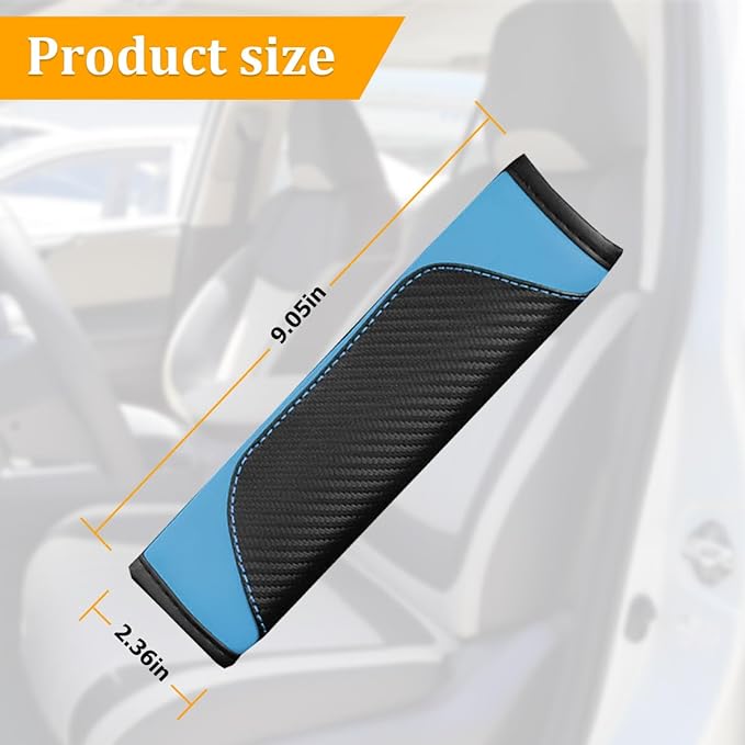 2PCS Car Seat Belt Cover, Carbon Fiber Seatbelt Shoulder Protection, Soft Car Seat Belt Strap Cushion Protect Your Neck and Shoulder, Car Accessories Seat Belt Pad for Car Truck (Blue)