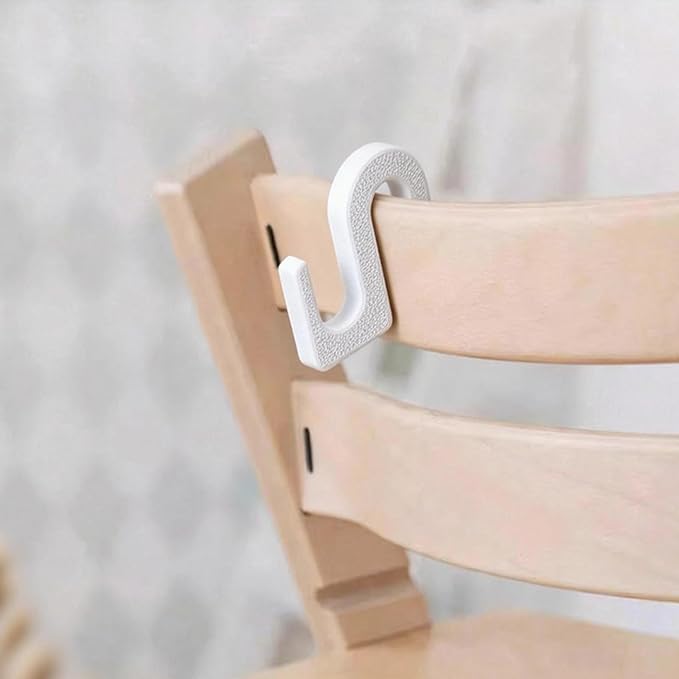Chair Back Hook Compatible with Stokke Tripp Trapp High Chair, 4 Pack White Non-Slip Clip for Hanging Small Objects,Easy Installation Accessories