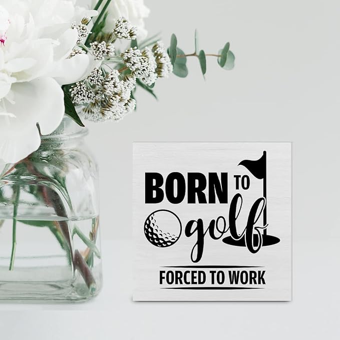 Born to Golf Wooden Box Decor Desk Sign Rustic Home Office Shelf Wall Decoration Gift for Golfer