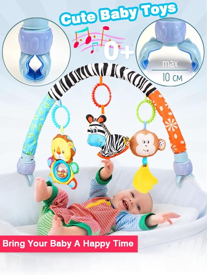 Pau1Hami1ton Baby Stroller Arch Toys, Car Seat Toys,Bouncer Toy Bar/Mobile for Bassinet,Adjustable Baby Hanging Toys Fit for Crib Bed,Stroller,Car Seat Gifts.S-19(Zebra)