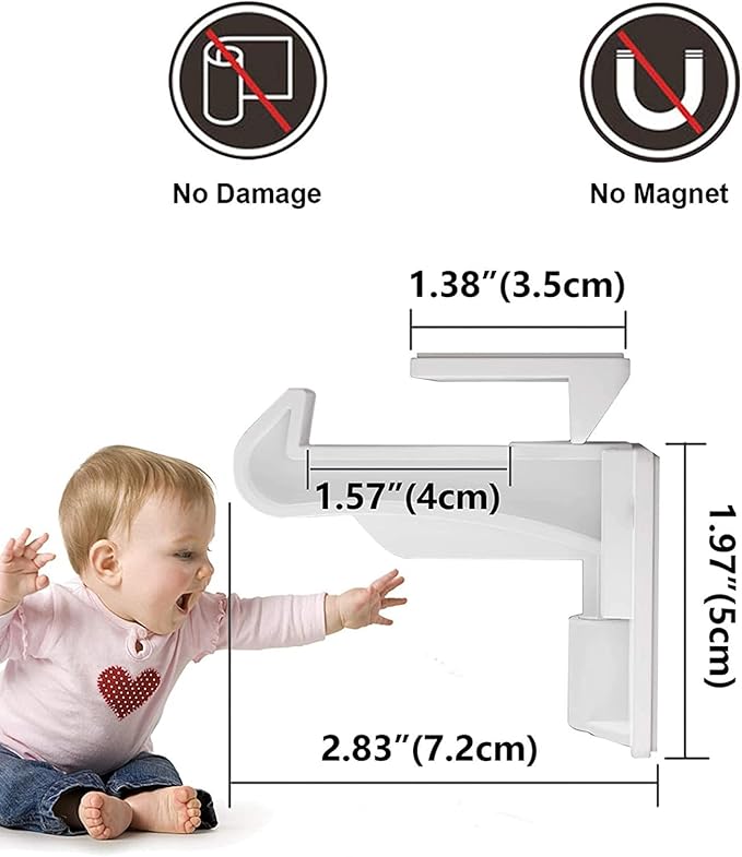 10 Pack Upgraded Invisible Baby Proofing Cabinet Latch Locks – Children Proof Cupboard Drawers Latches, Suitable for Cabinets and Drawers, No Drilling or Tools Required, Adhesive Easy Installation