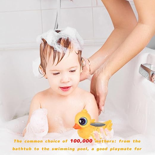 Big-Eye Duck Baby Bath Thermometer - Digital Water & Room Temp Monitor with LED Alerts, Floating Bath Safety Essential for Newborns, Infants, Toddlers (Rechargeable, IP67 Waterproof)