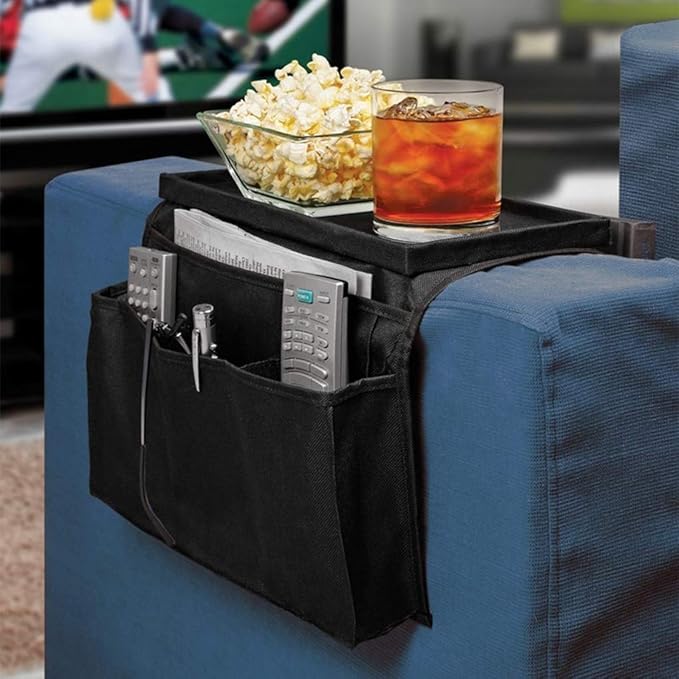 Couch Sofa Armrest Organiser Arm Chair Caddy Bedside Storage Pocket with 8 Pockets TV Remote Holder Bed Storage Pocket Bag for Cellphone Tablet Notepad Book Magazines DVD Glasses