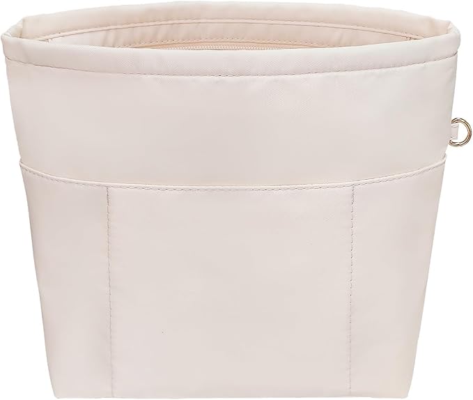 Vercord Purse Insert Organizers for Petite Tote Bag Organizer Insert Inside Handbag Shaper with Zipper Beige Mini