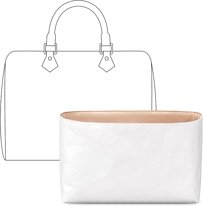 Handbag Organizer Insert for LV Speedy 30, Custom Fit Inside Premium Vanile Lightweight WaterResistant Purse Insert with Cup Holder Accessories