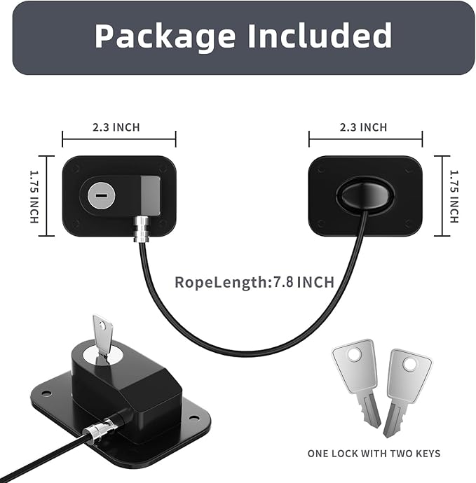 RORMGO Refrigerator Lock 2 Packs, Baby Proofing Fridge Locks with Silicone Wire Protection & Key - Easy Install Surface-Friendly for Freezer & Refrigerator, Black & White