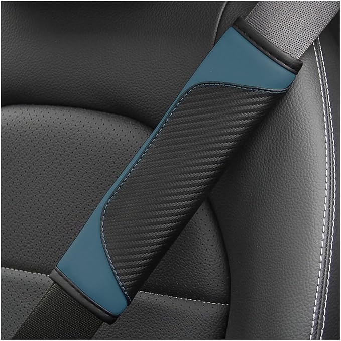 AUCELI 2PCS Car Seat Belt Cover, Carbon Fiber Seatbelt Shoulder Strap Covers, Breathable Leather Soft Harness Pad Protect Your Neck and Shoulder Compatible with Cars