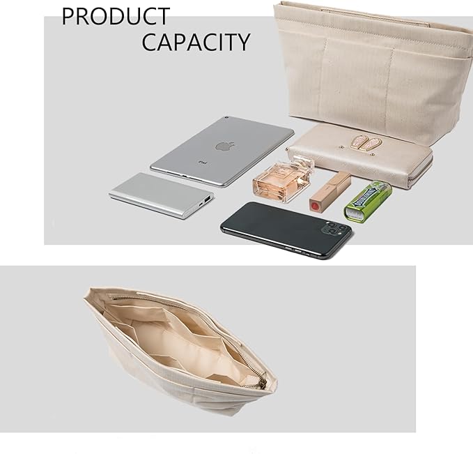 YONBEN Tote Purse Insert Handbag Organizer Shaper Handbag Liner Bag in Bag Divider Organizer Insert (L-With Zipper)