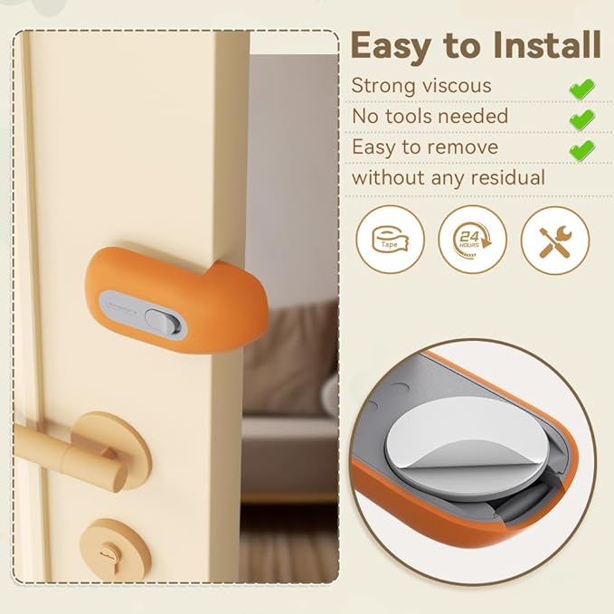 EUDEMON Child Proof Door Finger Pinch Guard, Baby Revolving Door Stopper, Door Latch Door Guard, Easy to Install (1 Pack,Orange)
