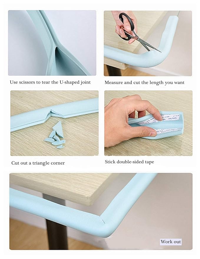 M2cbridge U Shape Extra Thick Furniture Table Edge Protectors Foam 6.5 Ft (Wood)