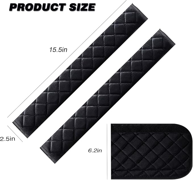 Seat Belt Cover Pad Car Accessories Car Seat Belt Pads Seatbelt Cushion Seatbelt Covers seat Belt Cover pad for Adults (2 Pack Black 15.5in)