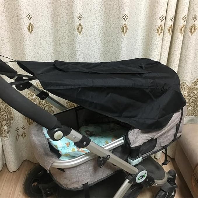 Universal Stroller Sun Shade UV Sun Protection Shade Blackout Cover Waterproof Baby Stroller Cover UPF50+ Pushchair Shield Canopy with Viewing Window Detachable Rain Sunshade Canopy Shield Pram Buggy