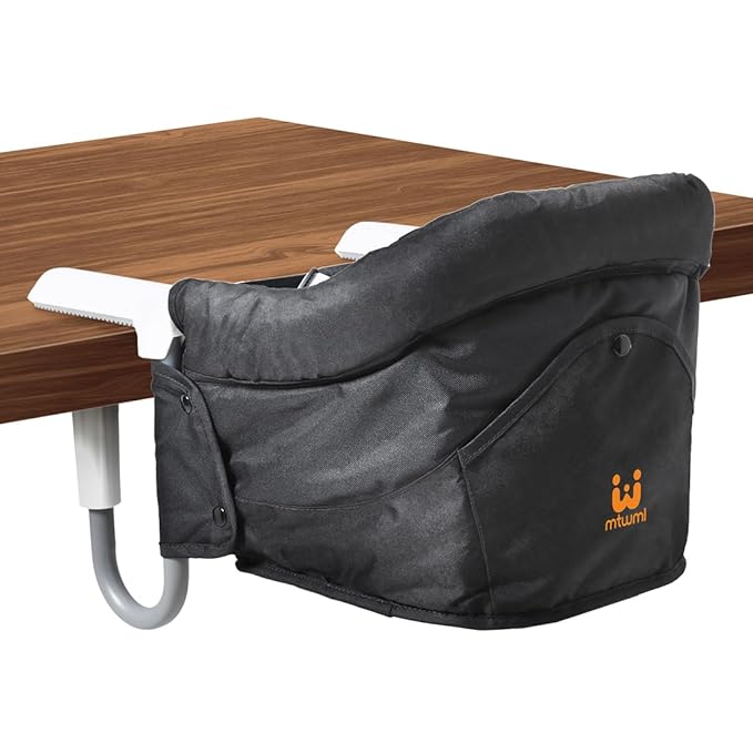 MTWML Portable High Chair for Table,Hook On High Chair that Attaches to Table,Space Saver Clip On Counter Seat for Baby,Easy Clean Baby Feeding Clamp Seat with Carry Bag for Travel(Pure-Black)
