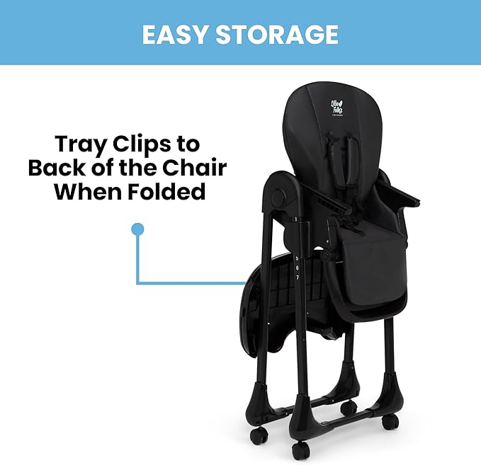 Little Folks by Delta Children 2-in-1 SlimFold High Chair for Babies and Toddlers, Black