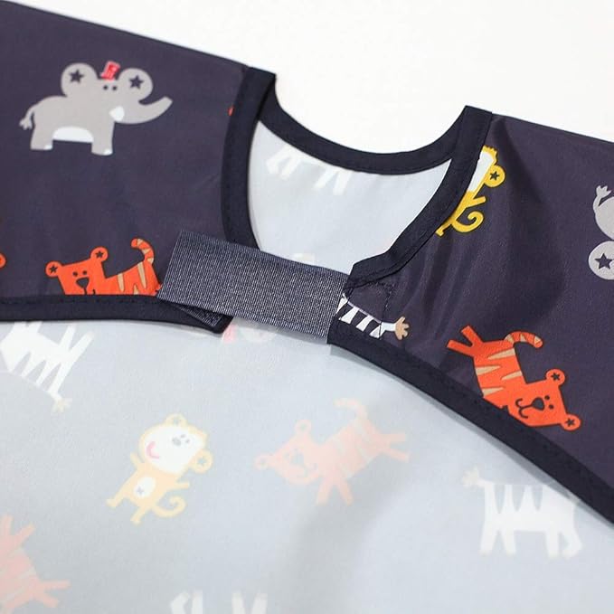 Plie Long Sleeve Waterproof Bib for Toddlers – Soft Feeding Smock for Baby Mealtime, Self-Feeding, BPA-Free, Easy Clean