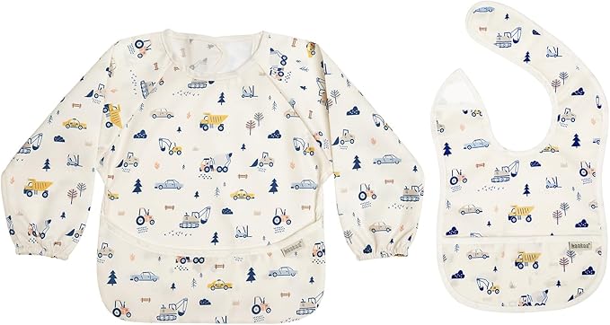 haakaa Long Sleeve Baby Bib, Waterproof & Adjustable Baby Smock Bib for Eating, Painting & Play, Easy Wipe Clean, 6–24M