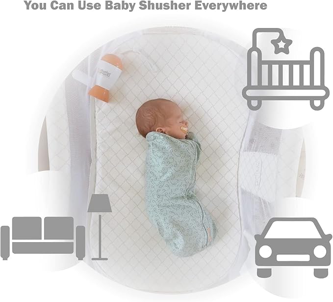 Baby Shusher Portable Sound Machine - White Noise Sound Machine, Baby Soother for Sleeping, Newborn Essentials for Crib, Battery Operated Hush, Travel Friendly - 3 Count