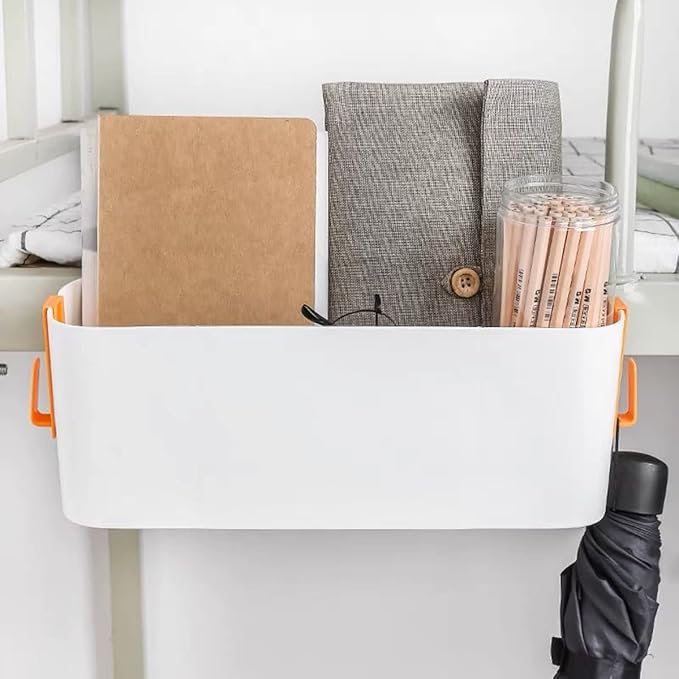 HYOATREA Bedside Storage Organizer Caddy Hanging Organizer Bunk Bed Shelf Holder Pocket for College Dorm Room Baby Bed Rails (Orange)