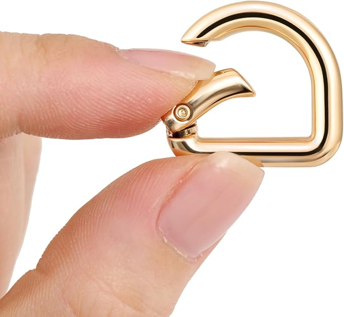 10pcs Metal D Ring Spring Key Hooks Keyring Clip for Keychain Buckle, Backpacks Handbag Purse Hardware, DIY Crafts