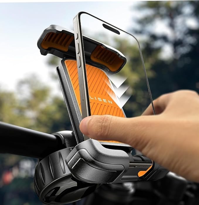 LISEN Bike Phone Holder, [Super Easy Install] Ultra Stable Motorcycle Phone Mount, Bicycle Handlebar Holder Mount for Adults Kids, Bike Bicycle Ebike Gear Accessories, for iPhone Samsung Google Pixe