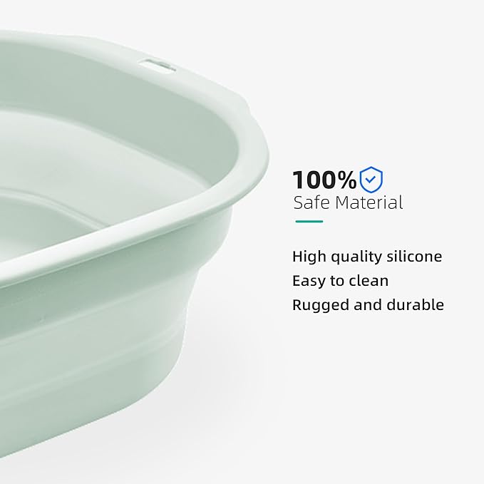 Bellglee 2 Pack Collapsible Wash Basin Set, Foldable Dish Tub, Small Medium Portable Sink for Kitchen, Camping, RV, Baby Bottles, Laundry, Plastic Washbasin -Green