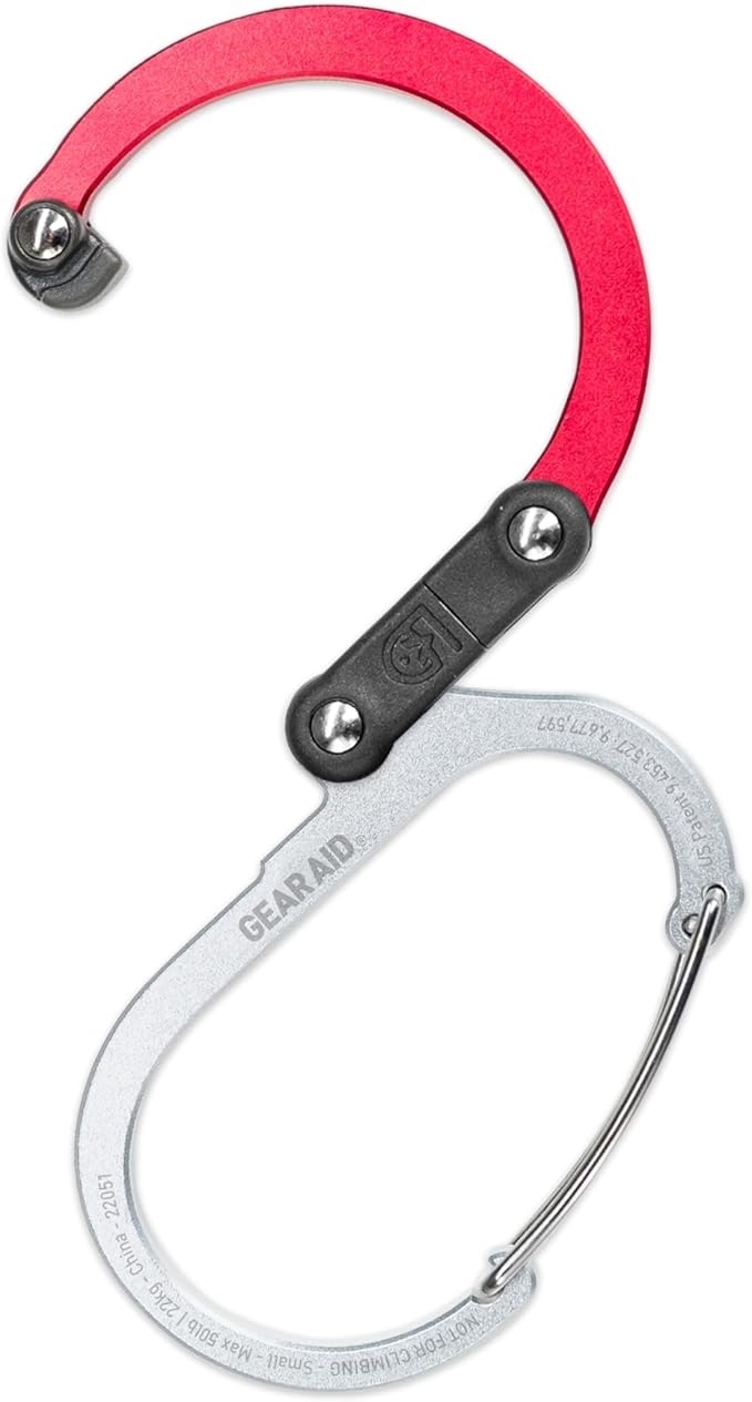 GEAR AID HEROCLIP (Small) Carabiner Gear Clip and Hook, for Hanging Bags, Purses, Lanterns, Strollers, Tools, Helmets, Water Bottles, and More