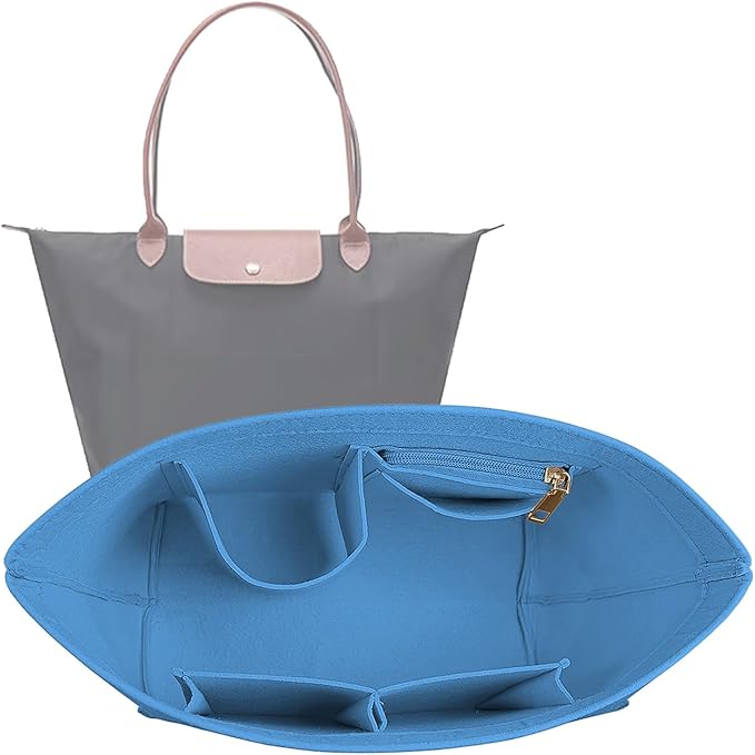Lckaey Purse Organizer Insert for longchamp le pliage large Handbags Insert Organizer 1012French blue-L