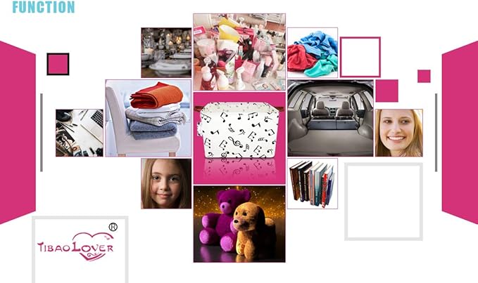 TIBAOLOVER Rectangular Kids Storage Bin Gift Basket Baby Organizer Shelf Book Basket Room Decor (music)