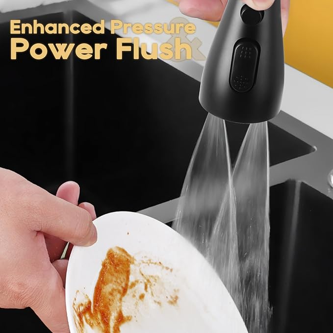 Longing Home 3 Function Sink Faucet Extender, Kitchen Faucet Sprayer Head Replacement, Kitchen Swivel Spray Spout Part Connector,Faucet Sprayer Nozzle, Rotating Robotic Arm Faucet Extension- Black