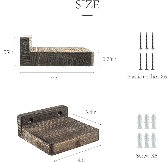 Freezing point Small Floating Shelves for Wall Set of 2 Natural Wood 4Inch Mini Wall Shelf Decor Plant Display Collectibles Mounted Kitchen Bathroom Bedroom Corner Decorative Storage Tiny Stand Brown