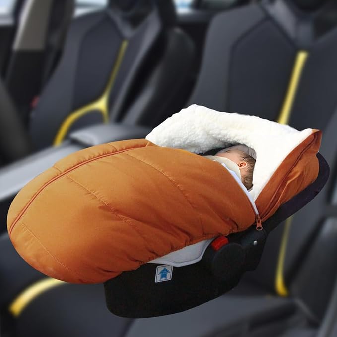 Mom's Choice Awards Winner-TSAYAWA Winter Baby Car Seat Cover -Keep Babies Warm Carseat Bunting Bag/Blanket for Newborn & Infant - Cold Weather Insulated Windproof Carrier Canopy for Travel (Brown)