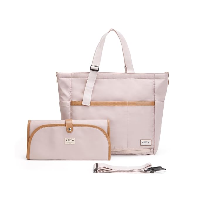 AIITA Diaper Bag Tote,Baby Diaper Bags,Convertible Diaper Bag Backpack,Crossbody Tote Bag for Women,Stylish Shoulder bag with Changing Pad,Baby Registry, Work Tote,Travel Gym Bag,Pink