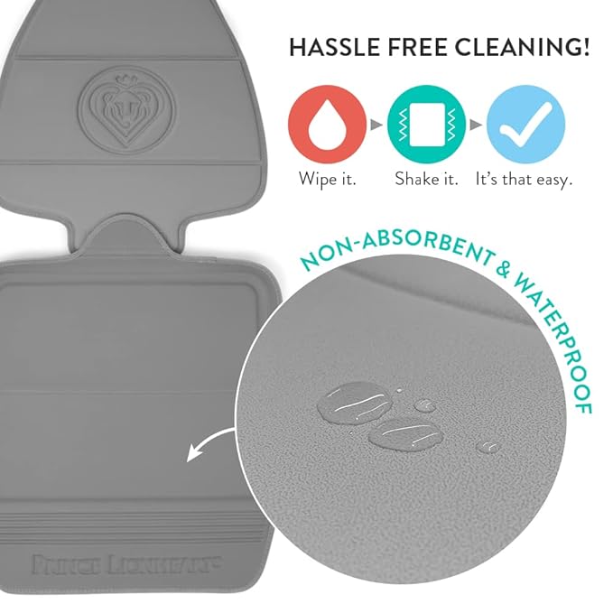 Prince Lionheart Car Seat Protector. The only 2 Stage Seatsaver Designed with Thick Padding, Nonabsorbent, Waterproof, PVC Foam Material. Comparable with All Baby and Toddler car Seats. (Pack of 2)