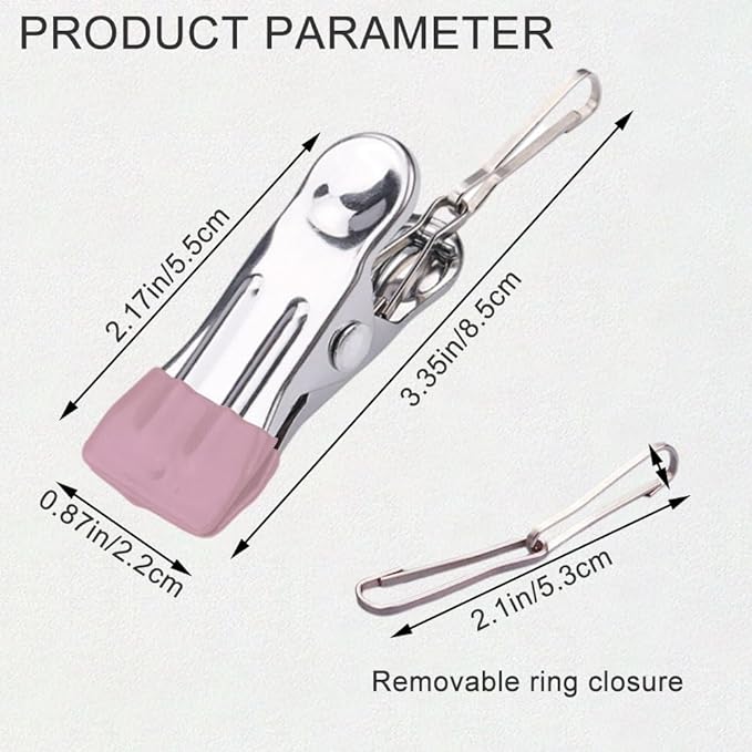 Multipurpose Heavy Duty Stainless Steel Clothespins, Clothes Pins for Laundry, Towel Drying Clips, Outdoor Clothespins for Socks, Towels, Snacks, Photo (30, Pink)