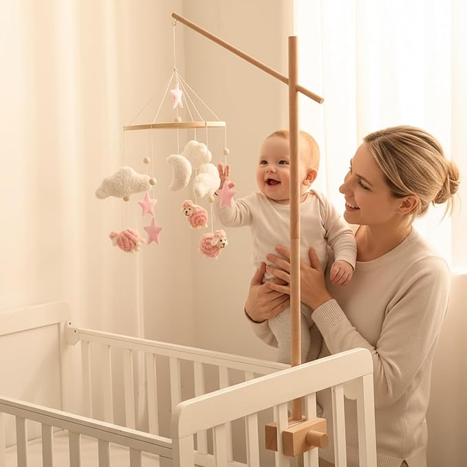 Baby Crib Mobile Arm,33.5in HBM Wooden Mobile Arm for Crib Mobile Hanger for Crib Baby Girl Nursery Decor
