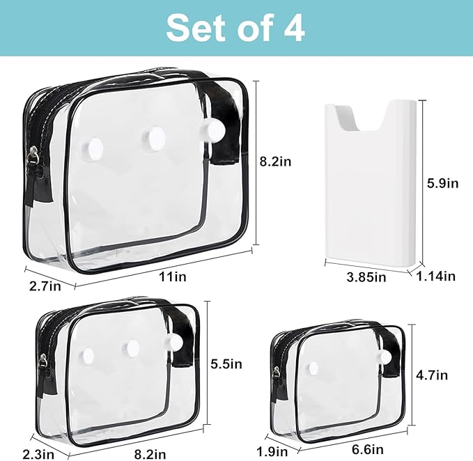 3 Packs Clear Bogg Beach Tote Bag with 2 Pack Insert Hooks Accessories for Bogg Bags Travel Makeup Clean Toiletry Brush Organizer Cosmetic Divider Storage Inner Pouch