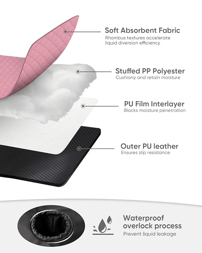 TinlyFinly 2 Pack Baby Potty Training Car Seat Protector, Waterproof Car Seat Liner for Potty Training Toilet, Baby Infant Toddler Piddle Pad Fits for Carseat, Stroller, Highchair - 2 Pack, Pink