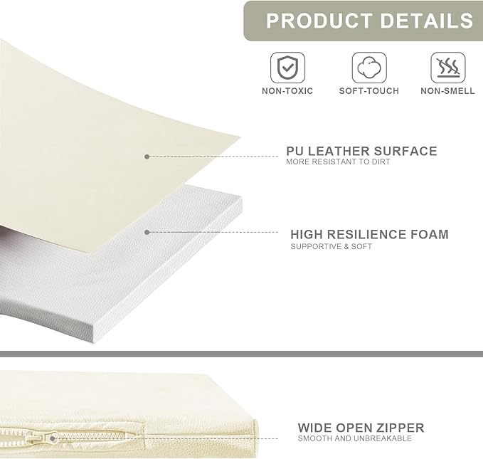 Baby Play Mat for Boy or Girl - 1.4" Extra Thick & Super Soft Vegan Leather Floor Mat, Waterproof & Anti-Slip Baby Crawling Mats, Playmats for Babies and Toddlers, Playpen Mat Fits Any Playroom, Beige