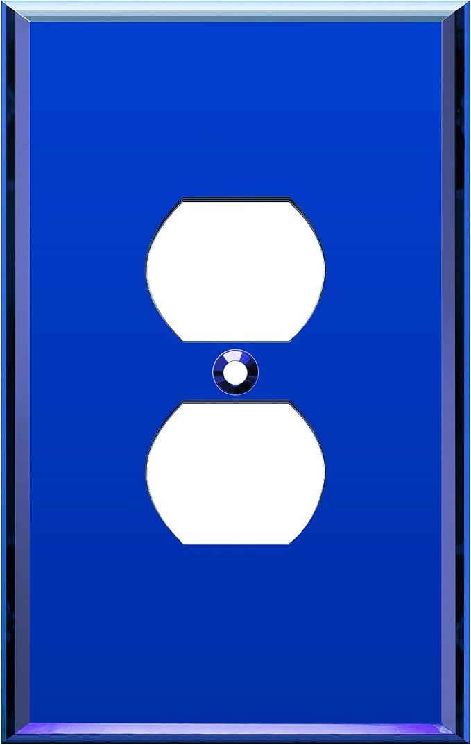 LIDER Duplex Receptacle Wall Plate, Mirrored Outlet Cover for Duplex Outlet, Plexiglass Outlet Cover, Reflective Finish, Acrylic Glass, Modern Upgrade, Oversized 1-Gang 5.25" x 3.44", Blue