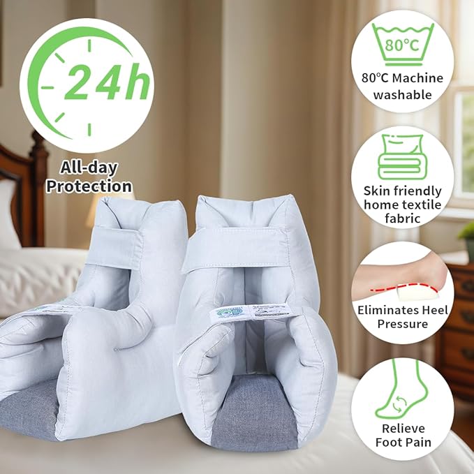 EZ Assistive 1pc Heel Protector Cushion Foot Pillow Remove Pressure and Bedsores,Heel Protectors for Pressure Sores for Heal Protection (Gray, 2pcs)