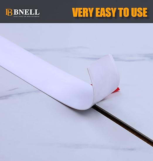 bnell Bnell Floor Transition Strip Self Adhesive Vinyl Laminate Floor Cover Strip 3" Floor Flat Divider Strip for Joining Floor Gaps and Doorway Transitions (10Ft, 7.6cm, White)